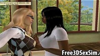 Two sexy 3D cartoon hotties going at it porn video